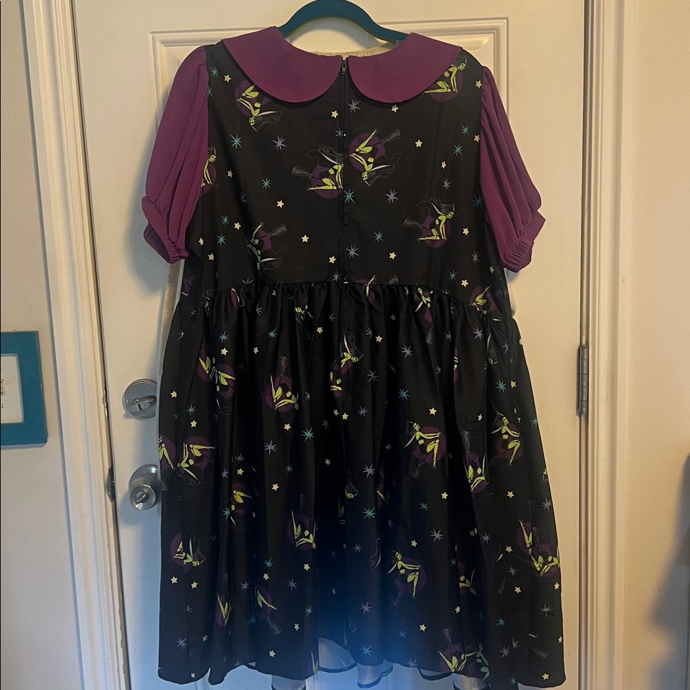 Purple and Black flying witch Print Dress - Picture 5 of 5